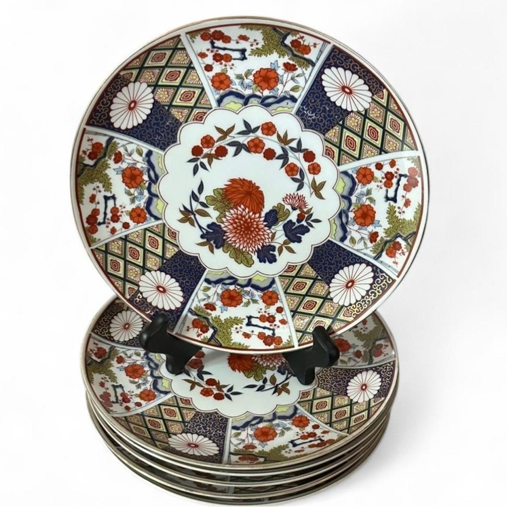 6pcs RARE-IMARI WARE Japanese Hand Painted Porcelain 8 1/4 "